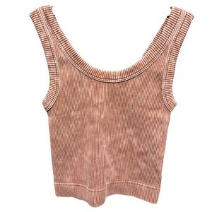 Zenana Ribbed Tan Sleeveless Crop Tank